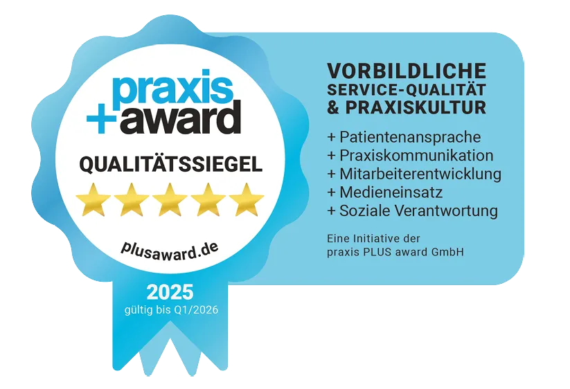 praxis+award Qualitätssiegel 2025 – Vorbildliche Service-Qualität
